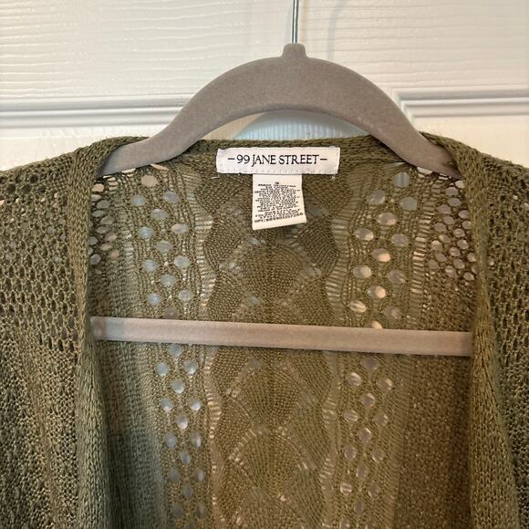 99 Jane Street Open Front Cardigan Olive Green Small - Picture 2 of 12